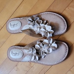 BOC Born Concept leather flower sandals,  size 9M, cream color
